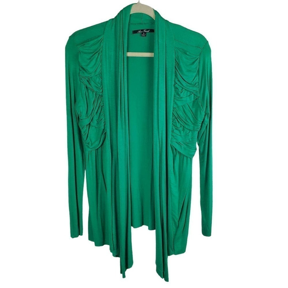 Anne French Knit Open Cardigan Green Sweater Size Small